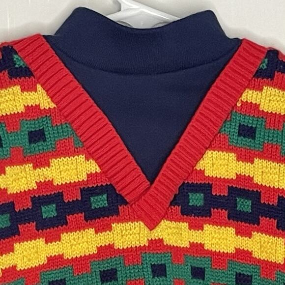 Vintage Turtleneck Grandpa Geometric Pullover Acrylic Sweater Size 24M - Picture 3 of 9
